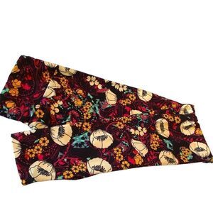 1269 LuLaRoe Leggings Size OS Brown Cream Poppies Print New